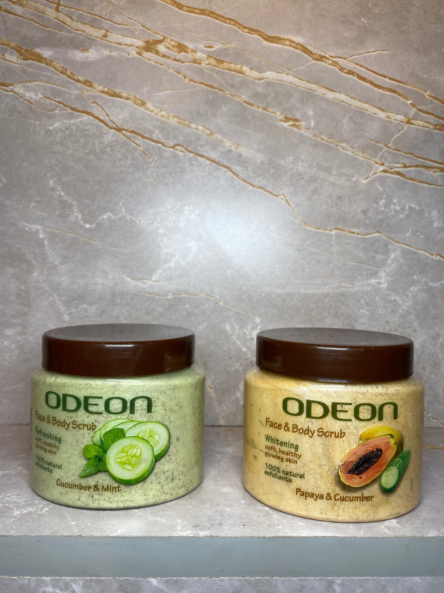 ODEON FACE & BODY SCRUB ( CUCUMBER & MINT) & (PAPAYA & CUCUMBER