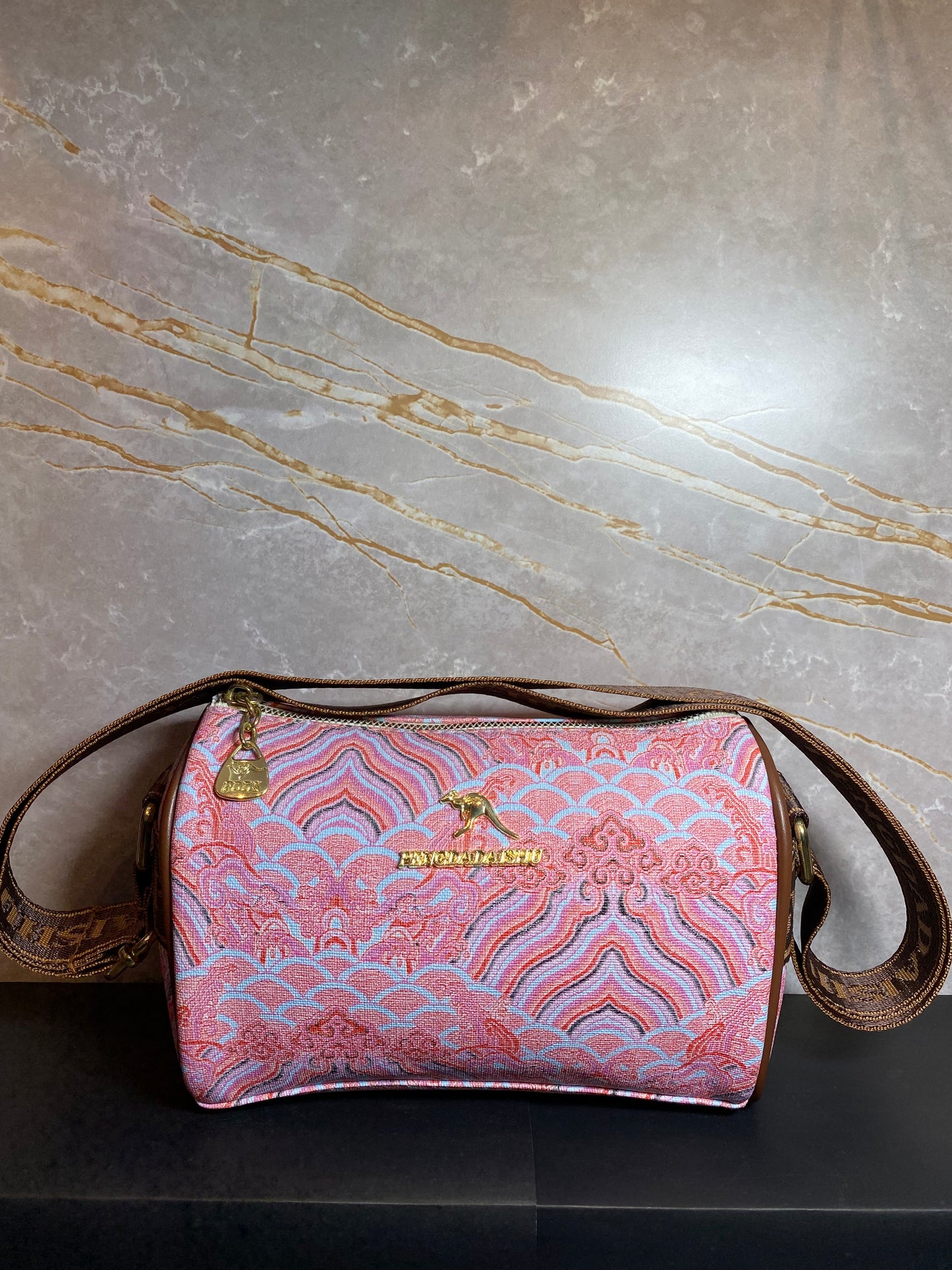 STYLISH SIDE HANDBAG COTTED WITH PINK AND LIMITED STRAP