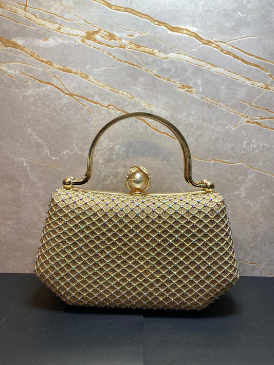GRAND STONED GOLDEN HANDBAG