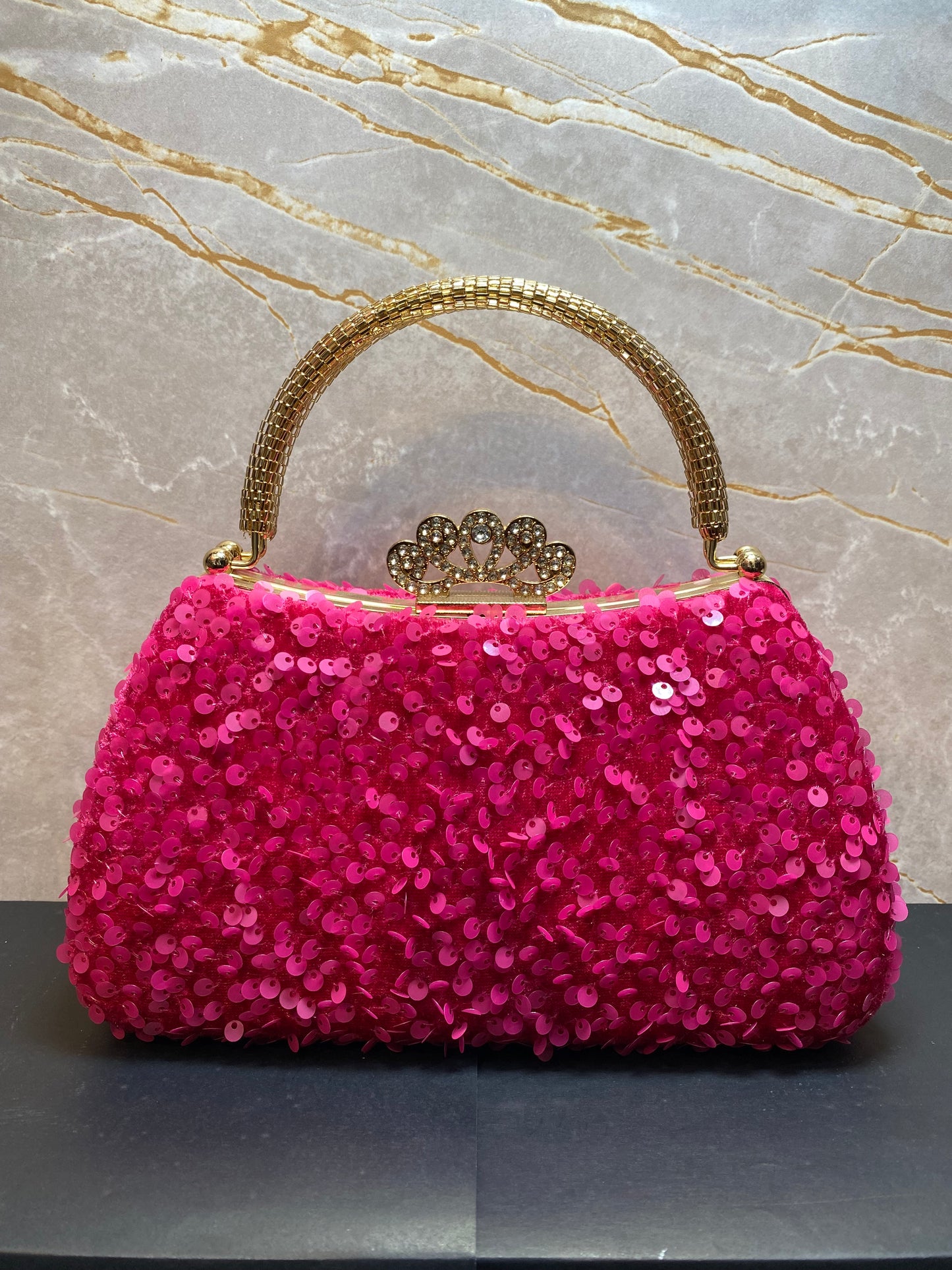 GRAND STONED LOTUS PINK HANDBAG