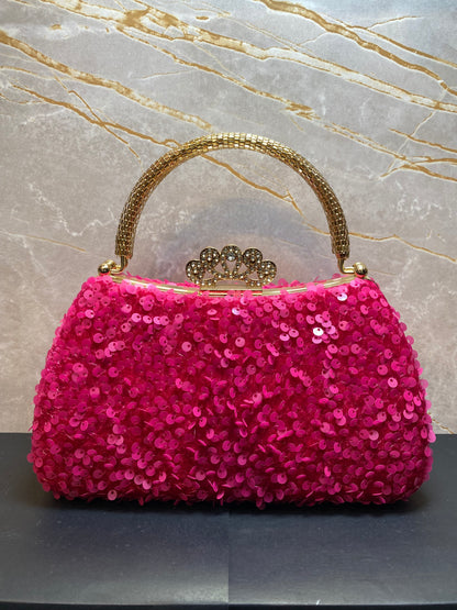 GRAND STONED LOTUS PINK HANDBAG