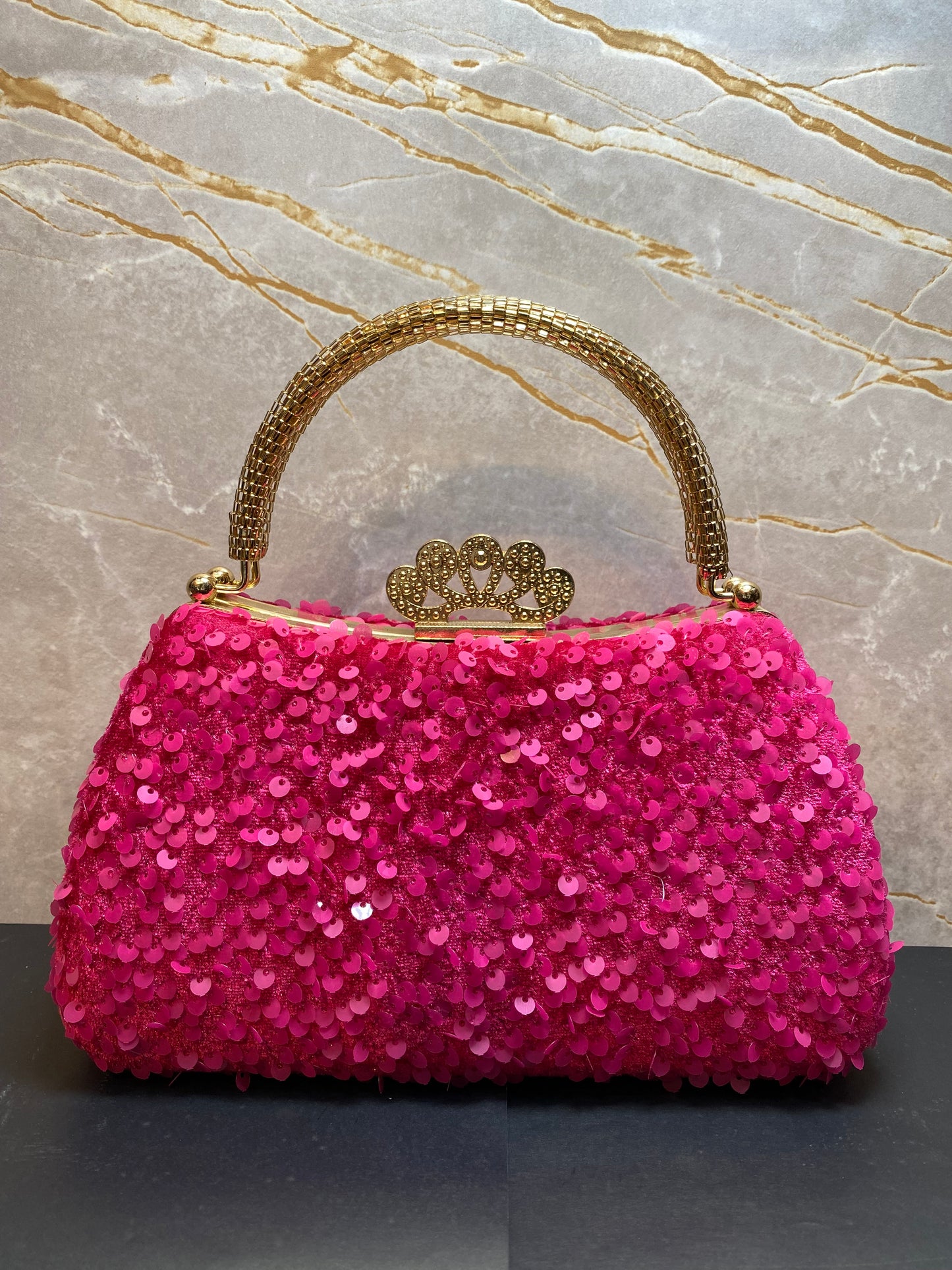 GRAND STONED LOTUS PINK HANDBAG