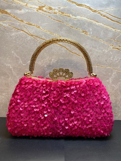 GRAND STONED LOTUS PINK HANDBAG