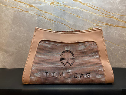 LARGE BAG WITH STONED PEACH COLOUR