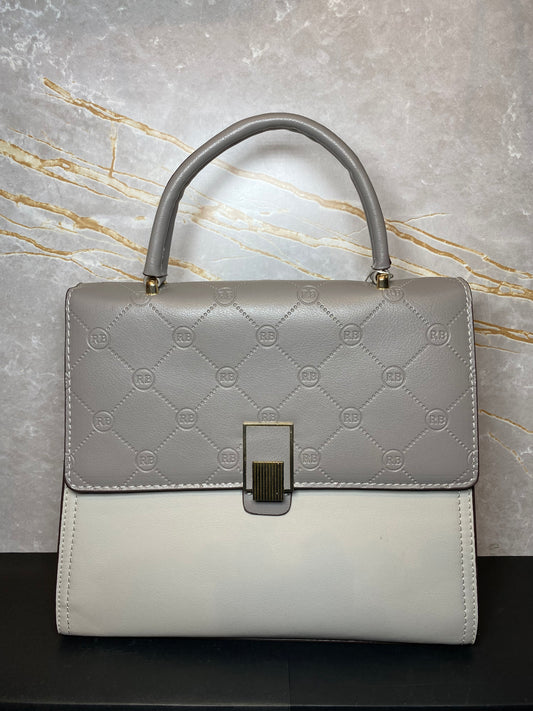 STYLISH HANDBAG COTTED WITH GREY AND ASH